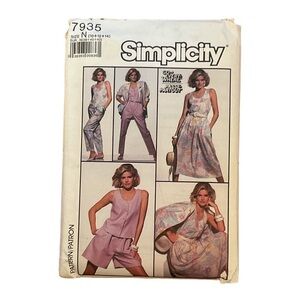 Vintage 1987 Simplicity 7935 Miami Vice Resortwear Top Shorts Skirt Jacket